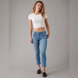 American Eagle Artist Crop Dark Denim Jeans Size 14R Super Stretch AEO Denim